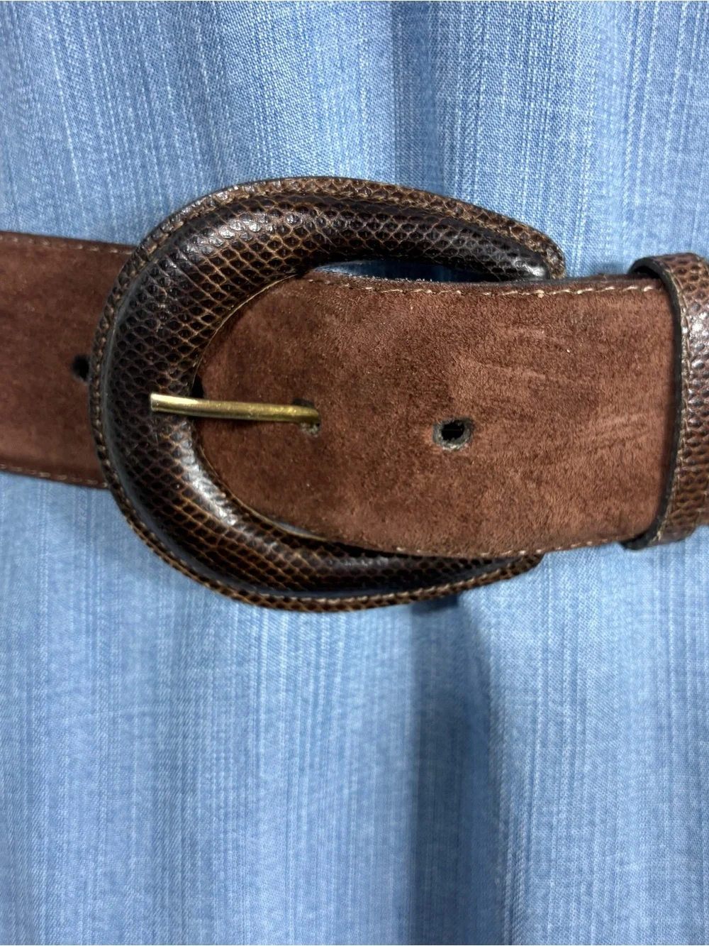 Torino Womens belt Sz M genuine suede chocolate brown made in USA